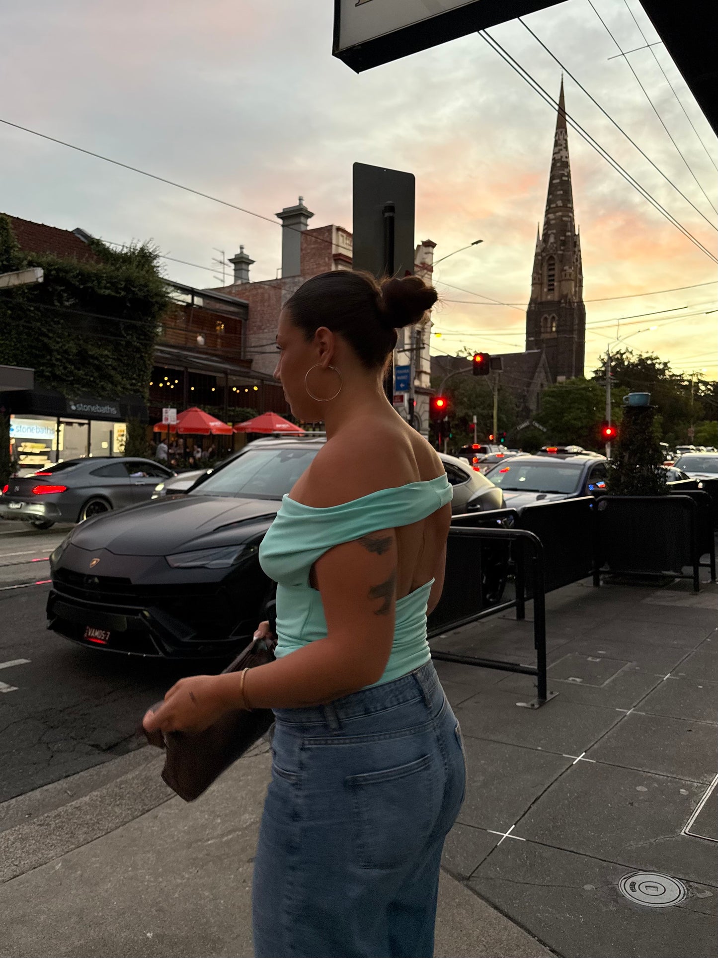 Scoop Neck Top Aqua
