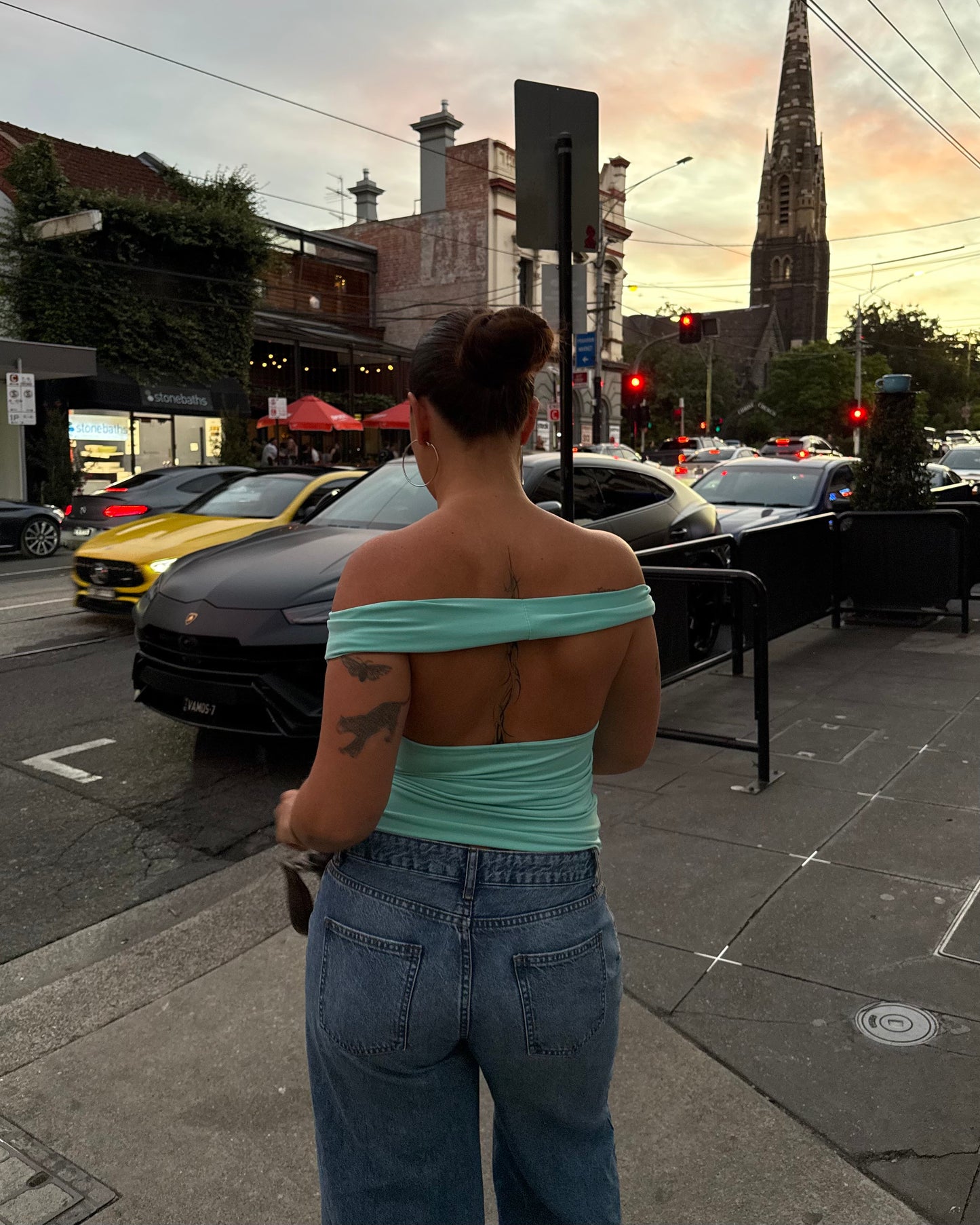 Scoop Neck Top Aqua