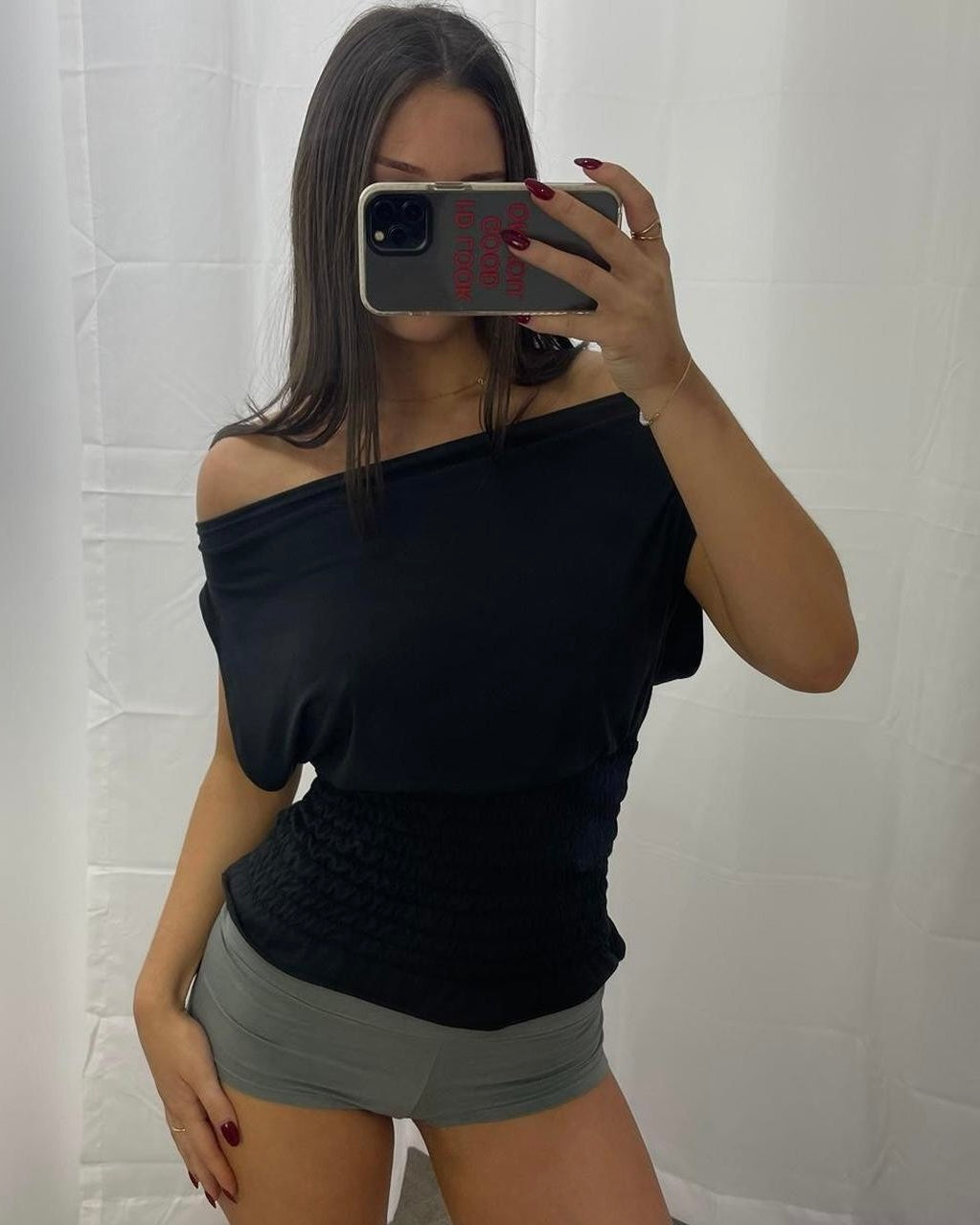 Shirred Top Black